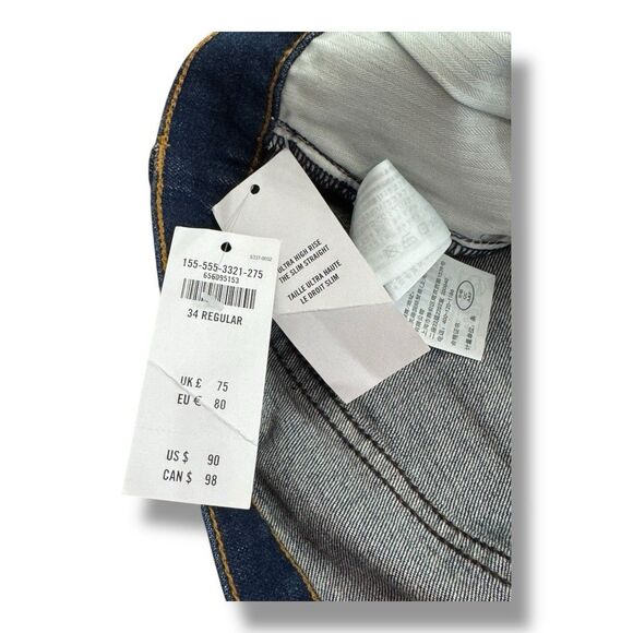 NWT Abercrombie & Fitch Jeans Slim Straight Ultra High Rise Women’s Sz 34 / 18R - Picture 13 of 16